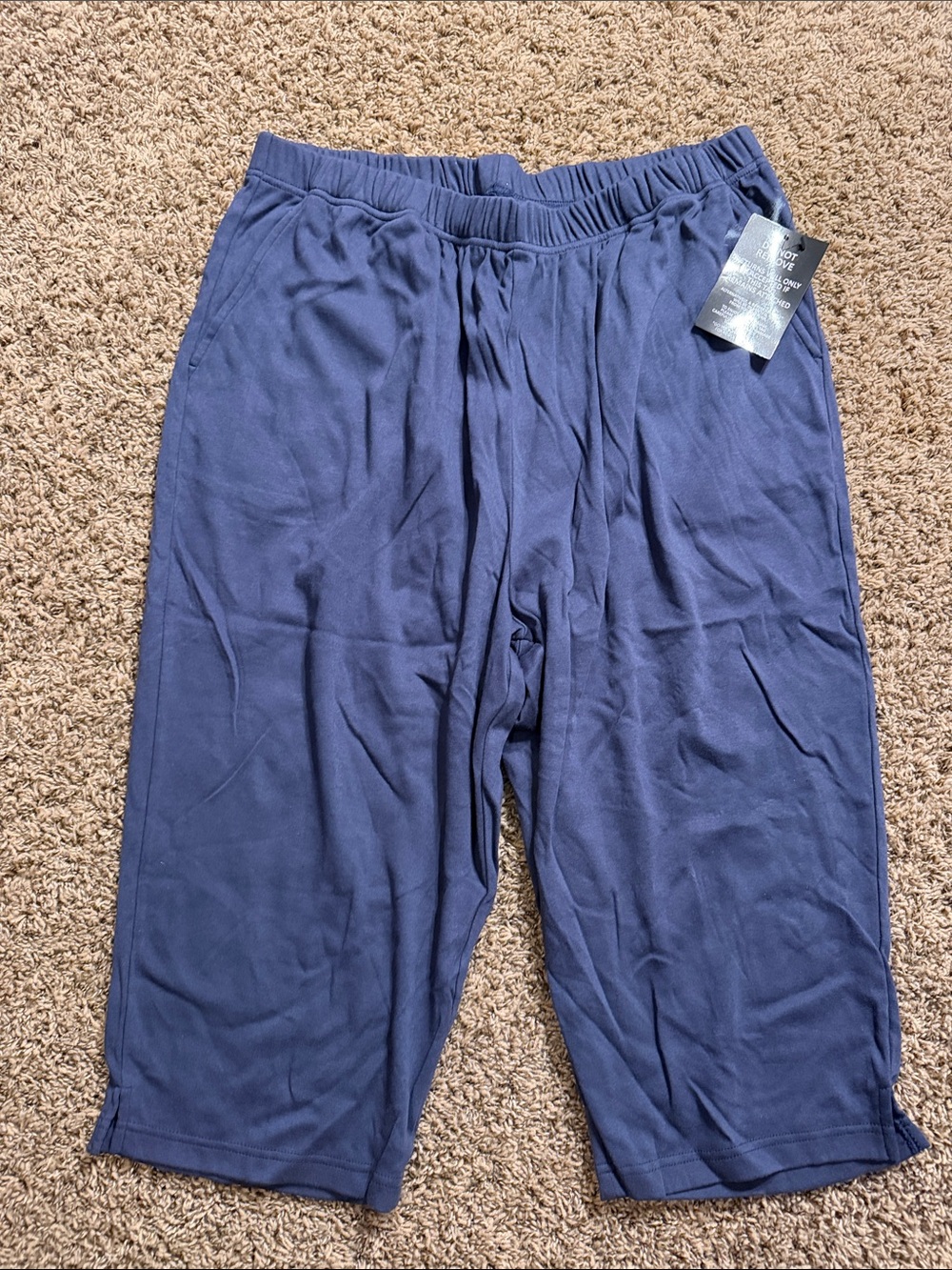 Roaman's Navy Blue Elastic Waist Capri Pants